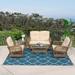 Red Barrel Studio® 5 Piece Rattan Sofa Seating Group w/ Cushions Synthetic Wicker/All - Weather Wicker/Wicker/Rattan in Brown | Outdoor Furniture | Wayfair