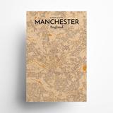 17 Stories Manchester United Kingdom City Map - Unframed Graphic Art Set Paper in White | 36 H x 24 W x 0.05 D in | Wayfair