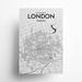 17 Stories London Canada City Map - Unframed Graphic Art Set Paper in White/Black | 36 H x 24 W x 0.05 D in | Wayfair