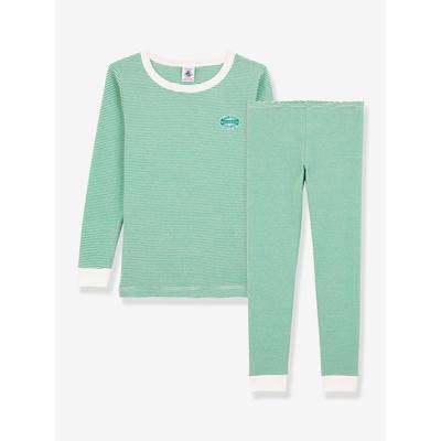 Kinder Schlafanzug aus Bio-Baumwolle PETIT BATEAU grün/weiß Gr. 110