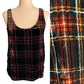 J. Crew Tops | Nwt J. Crew Velvet Plaid Tank Top Sleeveless Black Red Yellow Green Sz 2 | Color: Black/Red | Size: 2