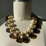 J. Crew Jewelry | J. Crew Woman’s Tortoise And Pearl Link Necklace | Color: Brown/Gold | Size: Os