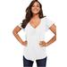 Plus Size Women's Flutter-Sleeve Sweetheart Ultimate Tee by Roaman's in White (Size 42/44) Long T-Shirt Top