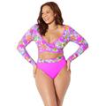 Plus Size Women's Wrap Front Bikini Top by Swimsuits For All in Bright Floral (Size 4)