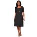 Plus Size Women's Stretch Cotton Square Neck Midi Dress by Jessica London in Black (Size 26/28)