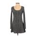 BDG Casual Dress - A-Line Scoop Neck Long Sleeve: Gray Dresses - Women's Size X-Small