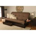 The Twillery Co.® Stratford Queen 87" Wide Loose Back Futon & Mattress w/ Storage Wood/Solid Wood/Polyester in Brown | 44 H x 87 W x 31 D in | Wayfair