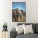 Bungalow Rose 49_Gray Elephant Under Blue Sky During Daytime - 1 Piece Rectangle Graphic Art Print On Wrapped Canvas in Blue/Brown/Gray | Wayfair