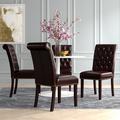 House of Hampton® Feige Parsons Chairs-Rolled Back, Accent Nail Trim Faux Leather/Upholstered in Brown | 39.75 H x 18.5 W x 27.5 D in | Wayfair