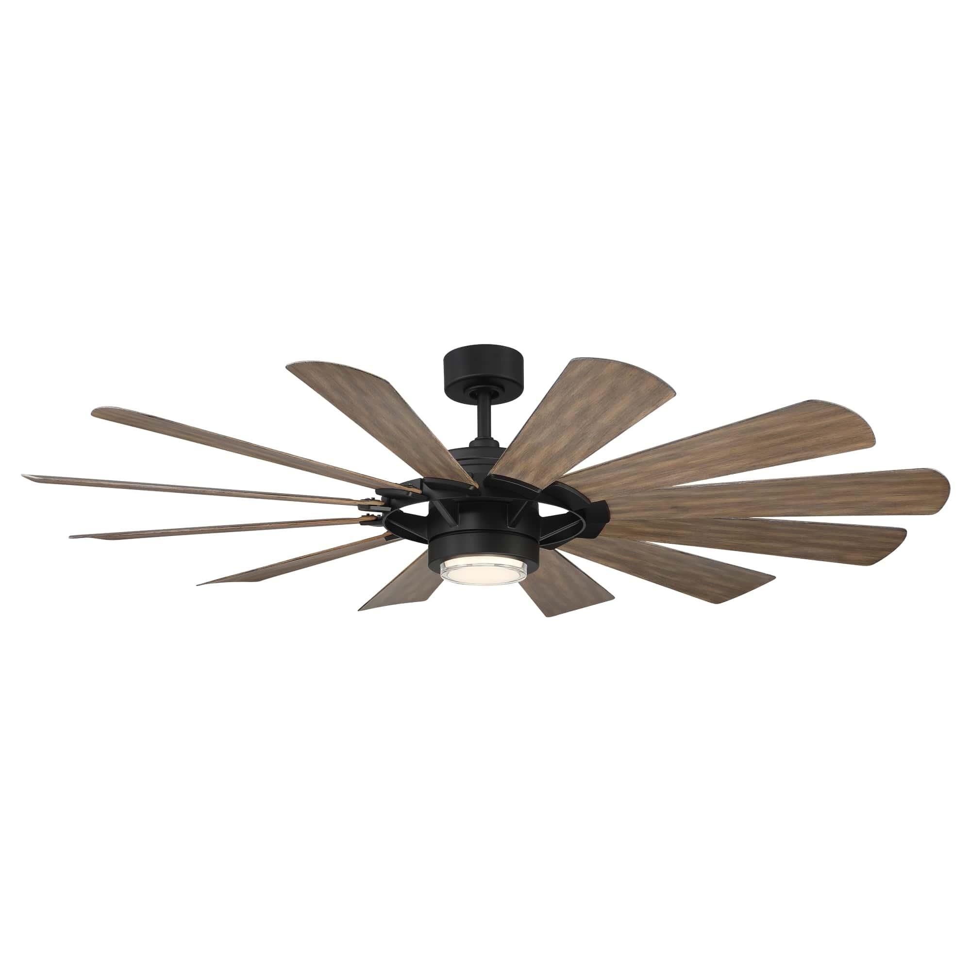 Modern Forms Wynd Mill Outdoor Rated 65 Inch Ceiling Fan with Light Kit - FR-W2201-65L-MB/BW