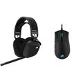 Corsair HS80 RGB Wireless Premium-Gaming-Headset mit Dolby Atmos, Carbon & Sabre RGB PRO Champion Series Gaming-Maus (Ergonomische Form und wettbewerbsorientiertes, Ultraleicht 74g) Schwarz