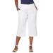 Plus Size Women's Wide-Leg Crop Chambray Pants by Jessica London in White (Size 28 W)