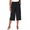 Plus Size Women's Wide-Leg Crop Crepe Pants by Jessica London in Black (Size M)
