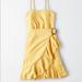 American Eagle Outfitters Dresses | American Eagle Yellow Front Wrap Mini Ruffle Dress | Color: Yellow | Size: S