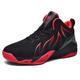 Men's Breathable Knit Fabric Comfortable High-Top Trainers Shoes Shoes Basketball Shoes Casual Sneakers Black red 12 UK