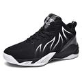 Men's Breathable Knit Fabric Comfortable High-Top Trainers Shoes Shoes Basketball Shoes Casual Sneakers Black White 8 UK