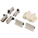 Cabinet Glass Door Double Magnetic Head Catch Latch White w Clamps - White, Silver Tone