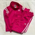 Adidas Matching Sets | Little Girls Adidas Pink And White Jacket 6x/With Matching Pants- Used | Color: Pink | Size: 6g