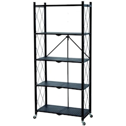 PROREGAL KLAP klappbares Regal mit Rollen | 5 Böden/Fächer | Belastbarkeit 250kg | HxBxT 167x72x34cm | Lagerregal Regalsystem Klappregal Schwarz Image