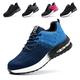 Nasogetch Safety Trainers Steel Toe Cap Trainers Men Women Safety Shoes Work Trainers Lightweight Breathable Blue UK 10 Label Size 44
