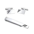 Kuzzoi Cufflinks & Tie Pin for Men in Fashionable Design, Men's Accessory Set Made of 925 Sterling Silver with Enamel Details, Men's Gift for Wedding and Birthday