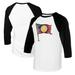 Women's Tiny Turnip White/Black Pittsburgh Pirates Baseball Flag Raglan 3/4 Sleeve T-Shirt