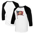 Women's Tiny Turnip White/Black Baltimore Orioles Baseball Flag Raglan 3/4 Sleeve T-Shirt