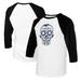 Women's Tiny Turnip White/Black Texas Rangers Sugar Skull 3/4-Sleeve Raglan T-Shirt