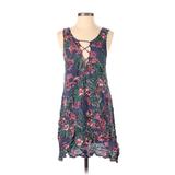 Roxy Casual Dress - High/Low: Blue Floral Dresses - Women's Size X-Small