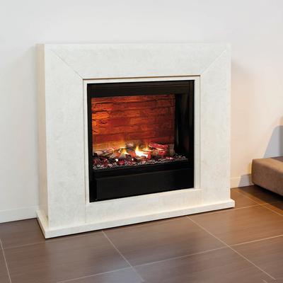Xaralyn Nero Opti-myst Elektrokaminmit Dimplex Albany: Fossil Stone poliert, Cremeweiß - Albany - mit Steinoptik