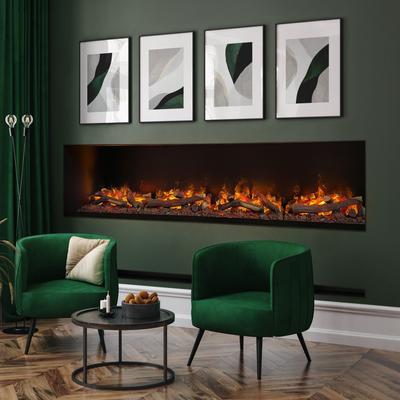 muenkel design wall fire electronic PRO [Opti-myst Elektrokamineinsatz Wandeinbau]: 2200 mm - mit Dekoholz - Ohne Heizun