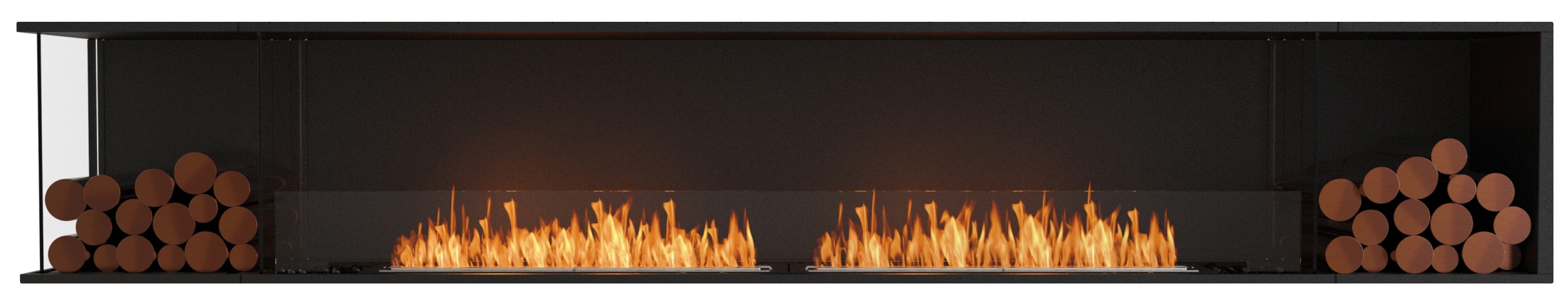 EcoSmart Flex - Front + links offen [Ethanol Einbau Gehäuse]: Flex122 - Holzbox doppelseitig