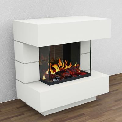 muenkel design London 900 Opti-glo [Elektrokamin Opti-myst]: weiß (warm) - Ohne Heizung - Wasserleitung - Kieswanne mit schwarzen Steinen