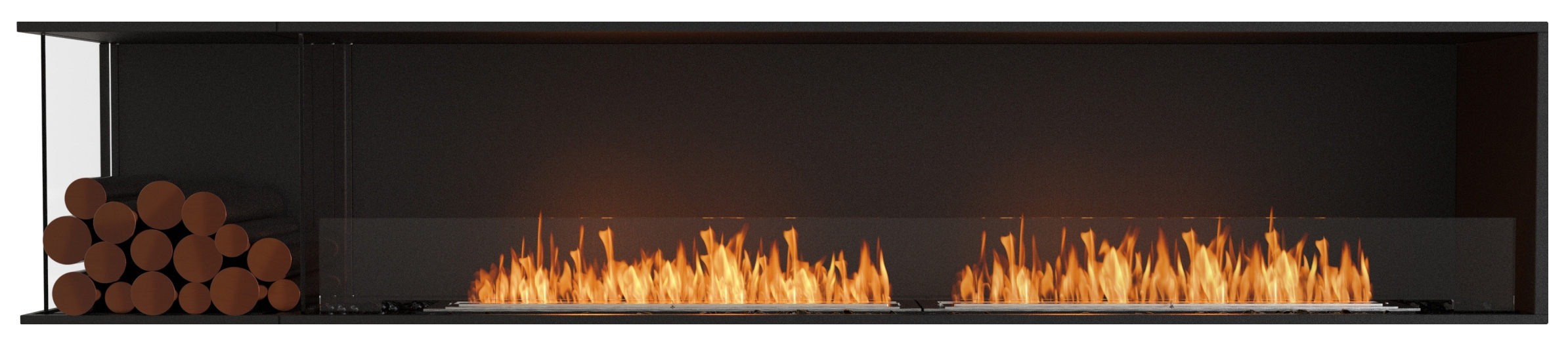 EcoSmart Flex - Front + links offen [Ethanol Einbau Gehäuse]: Flex104 - Holzbox linksseitig