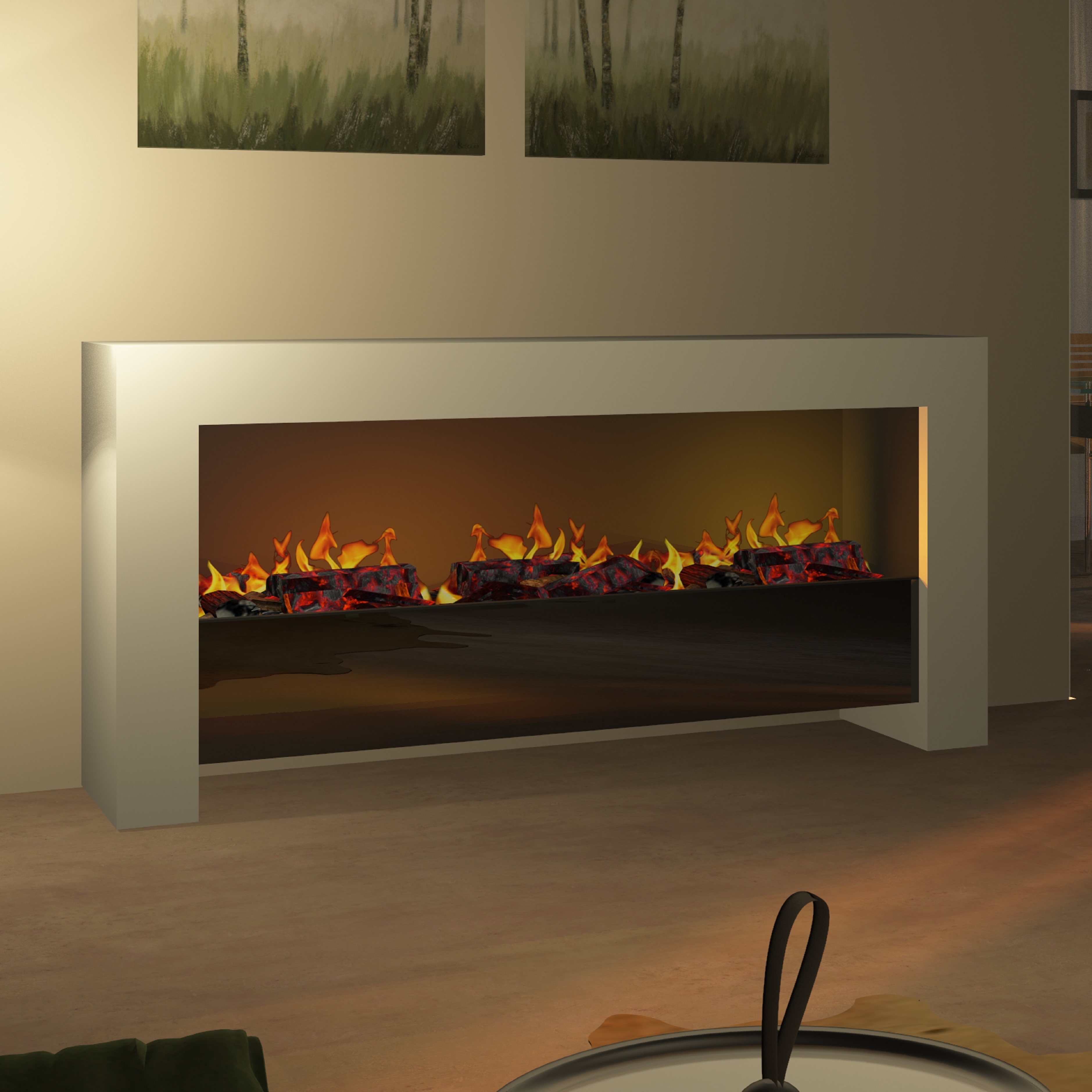 muenkel design bridge XXL [moderner Opti-myst Design Elektrokamin]: Wunschfarbe nach RAL - Ohne Heizung - Schwarz, matt Image