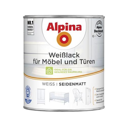 Alpina – Weißlack für Möbel und Türen 750ml weiß seidenmatt Möbellack Türenlack