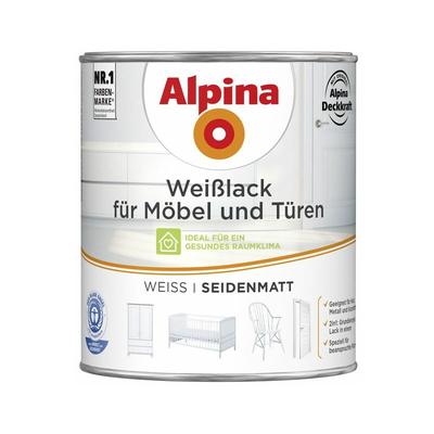 Weißlack für Möbel und Türen 750ml weiß seidenmatt Möbellack Türenlack - Alpina