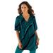 Plus Size Women's Printed Y-Neck Georgette Top by Roaman's in Tropical Teal Mixed Geo (Size 32 W)