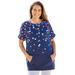 Plus Size Women's Americana Kangaroo Pocket Tee by Woman Within in Navy Falling Star (Size 34/36) Shirt