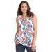 Plus Size Women's Perfect Printed Scoopneck Tank by Woman Within in White Multi Pretty Tropicana (Size 14/16) Top