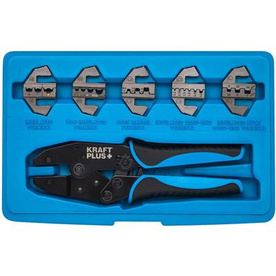 Kraftplus - K.105-1401 Crimpzangen Satz Presszange inkl. 5 Paar Crimpbacken Kabelschuhzange Set Image