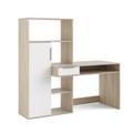 Bureau multifonction avec bibliothèque effet bois blanc