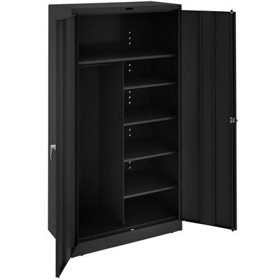 Tennsco 18" x 36" x 78" Black Deluxe Combination Cabinet with Solid Doors - Unassembled 1872-BLK