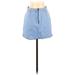 Kendall & Kylie Leather A-Line Skirt Mini: Blue Solid Bottoms - Women's Size 1