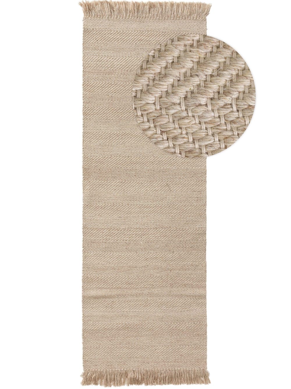Tapis de couloir en laine beige 70x200