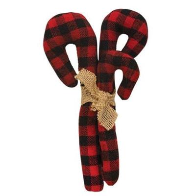 3/Set Buffalo Check Candy Cane Bundle - 8" high by 4" wide