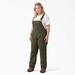 Dickies Women's Plus Relaxed Fit Bib Overalls - Rinsed Moss Green Size 16W (FBW206)