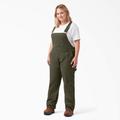 Dickies Women's Plus Relaxed Fit Bib Overalls - Rinsed Moss Green Size 22W (FBW206)