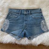 Levi's Shorts | Levi's Made & Crafted High Rise Cut Off Shorts Womens 27 Lace Applique | Color: Blue/White | Size: 27