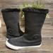 Converse Shoes | Converse All Star Black Boots Size 1 Junior Leather Faux Fur, Girls Mid Calf | Color: Black/White | Size: 1bb